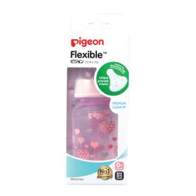 Pigeon Flexible Teat Standard Neck Bottle 120ml 0m Plus Hearts