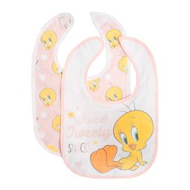 Tweety Baby 2 Pack Jersey Bib White And Pink