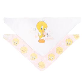 Tweety Baby 2pk Bandana Bib Whte/pink