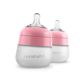 Nanobebe Flexy Silicone Bottle 150ml - Pink Twin Pack